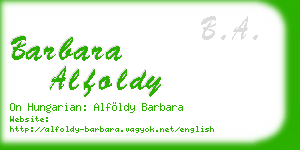 barbara alfoldy business card