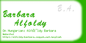 barbara alfoldy business card